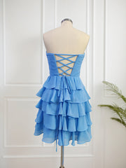 Chiffon A Line Tiered Short Homecoming Dress with Ruffles