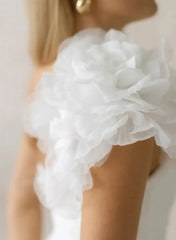 Ball Gown One Shoulder Sleeveless Chapel Train Chiffon Wedding Dresswith Pockets Swd13095