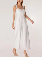 Jumpsuit Pantsuit Sweetheart Sleeveless Ankle Length Elastic Satin Bride Wedding Dress Swd13163