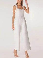 Jumpsuit Pantsuit Sweetheart Sleeveless Ankle Length Elastic Satin Bride Wedding Dress Swd13163