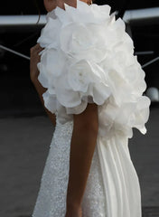 A Line Sweetheart Sleeveless Short Mini Detachable Taffeta Bride Wedding Dress With Beading Swd13190