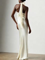 Sheath Column Halter Sleeveless Floor Length Bride Wedding Dress Swd13313