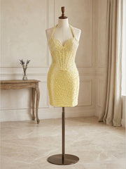 Glamorous Champagne Pearl Beaded Corset Short Homecoming Dress