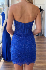 Strapless Corset Sequin Lace Bodycon Mini Homecoming Dress