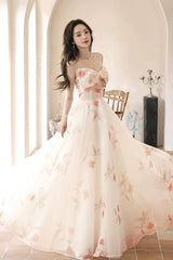 A Line Champagne Prom Dress Long Formal Evening Dress
