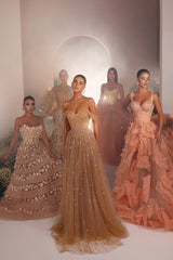 A Line Off The Shoulder Tulle Beading Sleeveless Formal Dress