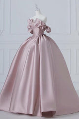 A Line Pink Prom Dress Satin Long Evening Dress