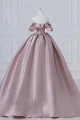 A Line Pink Prom Dress Satin Long Evening Dress