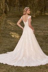 A Line Princess Wedding Dress with Appliques Lace