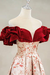 A Line Prom Dress Off the Shoulder Satin Long Formal Evening Dress