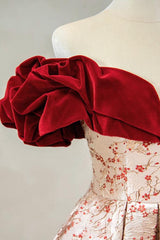 A Line Prom Dress Off the Shoulder Satin Long Formal Evening Dress