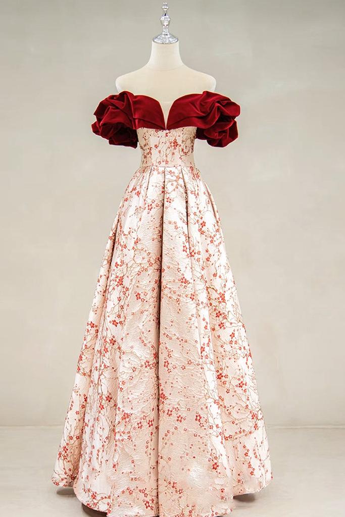 A Line Prom Dress Off the Shoulder Satin Long Formal Evening Dress