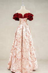 A Line Prom Dress Off the Shoulder Satin Long Formal Evening Dress