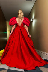 A Line Prom Dress V Neck Satin Sleeveless Formal Dress