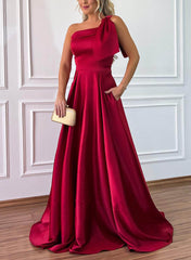 A Line Satin Bridesmaid Dress With Pockets