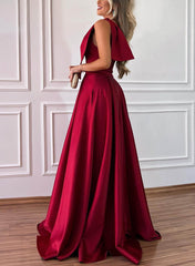 A Line Satin Bridesmaid Dress With Pockets