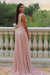 A Line Satin One Shoulder Sleeveless Pink Prom Dress Formal Dress With Slit