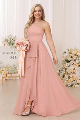 A-Line/Princess One-Shoulder Long Plus Size Bridesmaid Dresses With Split Side