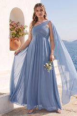 A-Line/Princess One-Shoulder Sleeveless Plus Size Bridesmaid Dresses