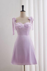 A-line Bow Tie Ruched Short Homecoming Dress