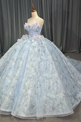 Appliques Beading Quinceanera Dress Beaded Flower Strapless Sweet 15 Dress Lace Up Ball Gown Dress