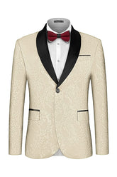 Apricot Two Piece Jacquard Shawl Lapel Wedding Suit