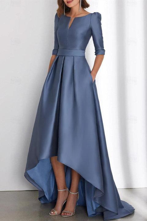 Asymmetrical A Line Mother of the Bride Dresses with Half Sleeves and Pockets