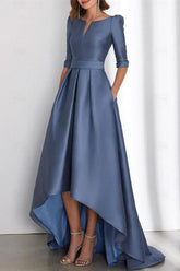 Asymmetrical A Line Mother of the Bride Dresses with Half Sleeves and Pockets