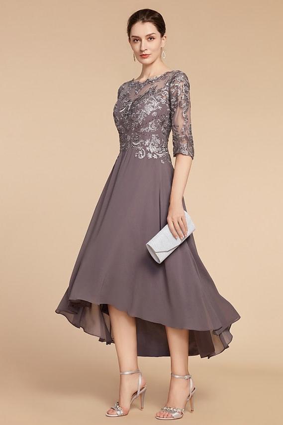 Asymmetrical Scoop A Line Mother of the Bride Dresses
