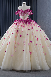 Ball Gown Quinceanera Dress Sweetheart Neck Sweet 16 Dress with 3D Flowers