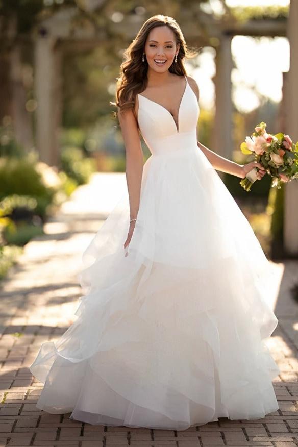 Ball Gown Wedding Dress With Tulle Ruffles