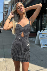 Beaded Black Homecoming Dress Tight Short Cocktail Dresses