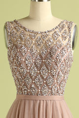 Beaded Long Tulle Bridesmaid Evening Dress