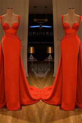 Beautiful Red Starps Sweetheart Long Prom Dress With Split