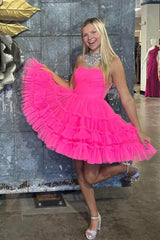 Black Homecoming Dress A-Line Sweetheart Tulle Tiered Corset Short Cocktail Dresses