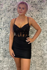 Black Homecoming Dress Corset Tight Short Cocktail Dresses With Appliques