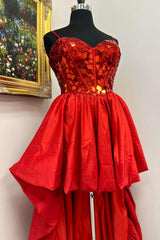 Black Prom Dress High Low Satin A Line Mirror Homecoming Dress