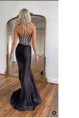 Black Prom Dress Mermaid Formal Dress With Slit