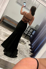 Black Prom Dress Mermaid Long Evening Dress with Sequined