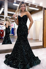 Black Prom Dress Mermaid Sweetheart Formal Dress