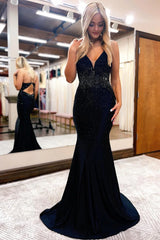 Black Prom Dress Sequined Open Back Long Evening Dress
