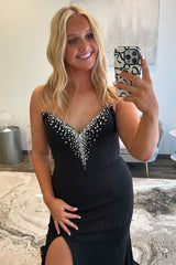 Black Prom Dress Sweetheart Mermaid Long Formal Dress With Slit