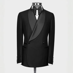 Black Shawl Lapel Double Breasted Wedding Suit