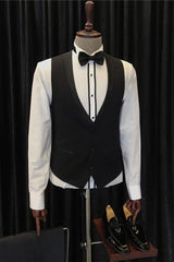 Black Three Piece Shawl Lapel Wedding Suit