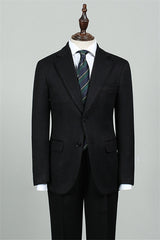 Black Two Piece Notched Lapel Formal Business Suit