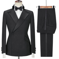 Black Two Piece Peaked Lapel Prom Suit