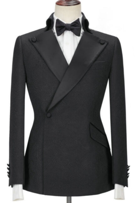 Black Two Piece Peaked Lapel Prom Suit