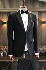 Black Two Piece Peaked Lapel Prom Suit