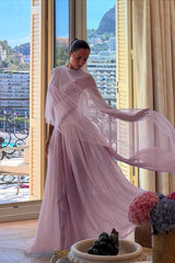 Blue A Line Prom Dress Multicolor Formal Dress