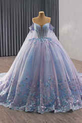 Blue Lilac Off the Shoulder Quinceanera Dress Corset Ball Gown Sweet 16 Dress